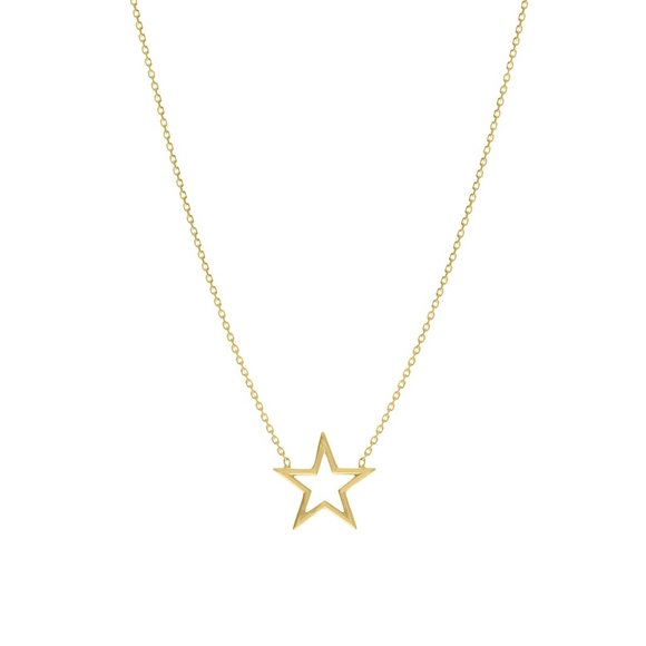 14K Solid Gold Mini Cut Out Star Necklace